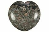 Colorful Fossil Crinoid Stems In Marble Heart #311931-1